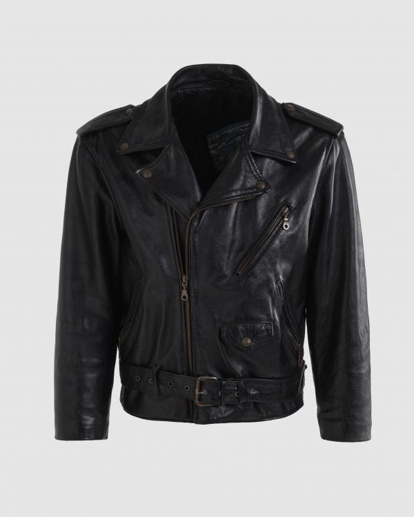 Haize ArtVeste noire en cuir de veau, style spencer années 80, tatouée par DotsToLine.Cuir 1 1
