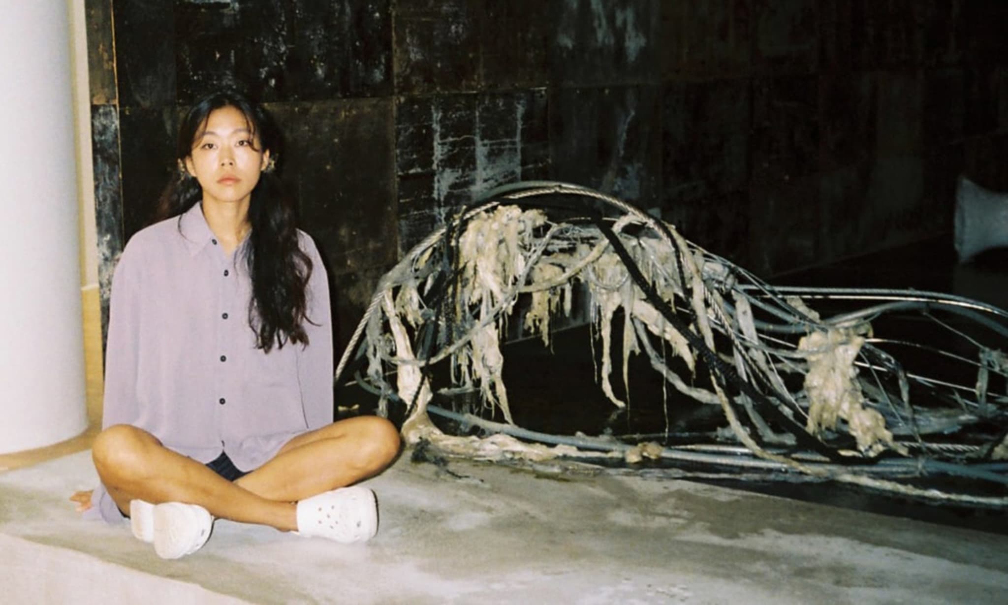 Artist Mire Lee in front onf one of her installations.