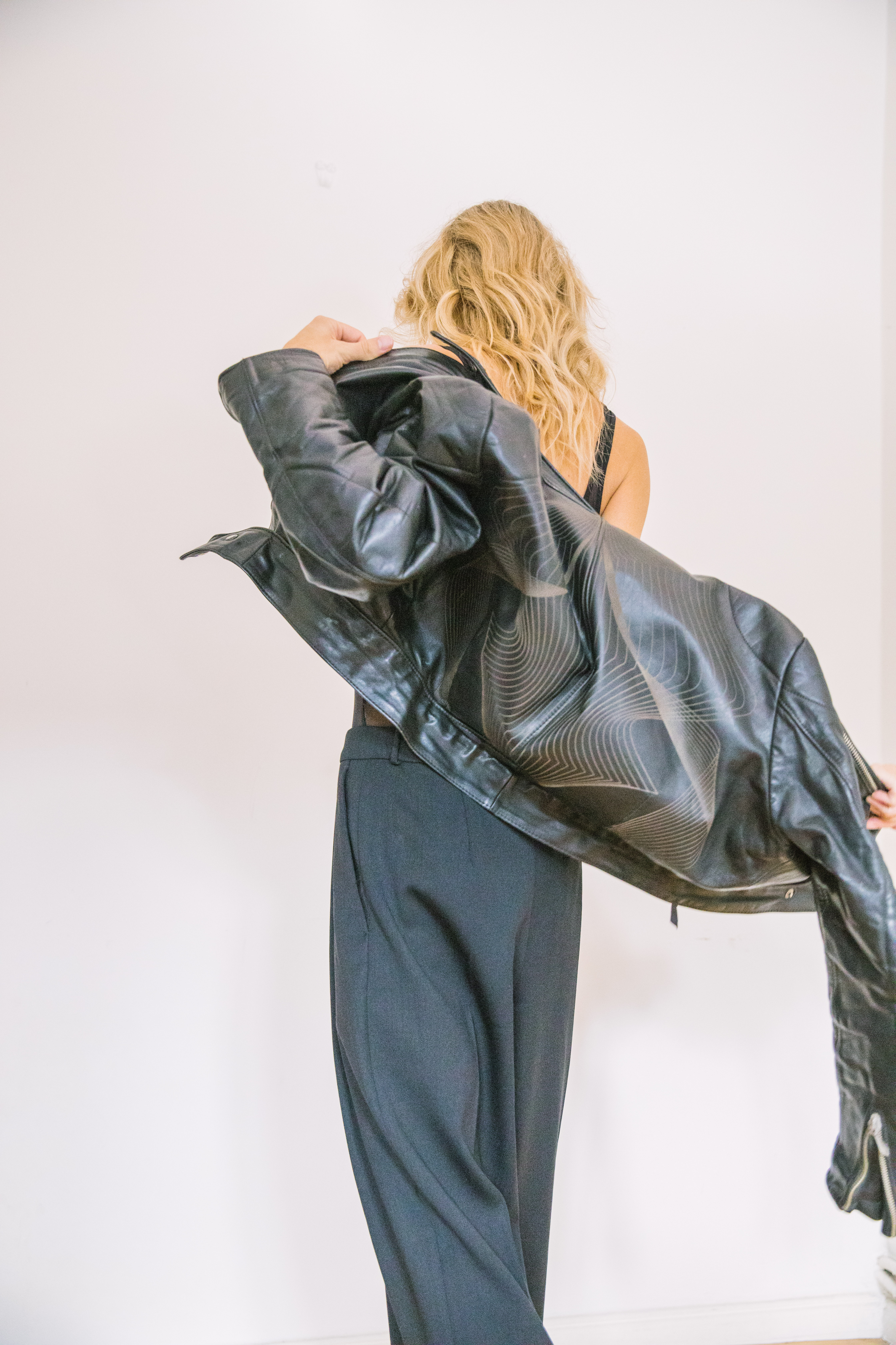 Haize x Dotstoline Laser Engraved Vintage Jacket. Photographer: Arnaud Juherian. Stylist: Arthur Mayadoux